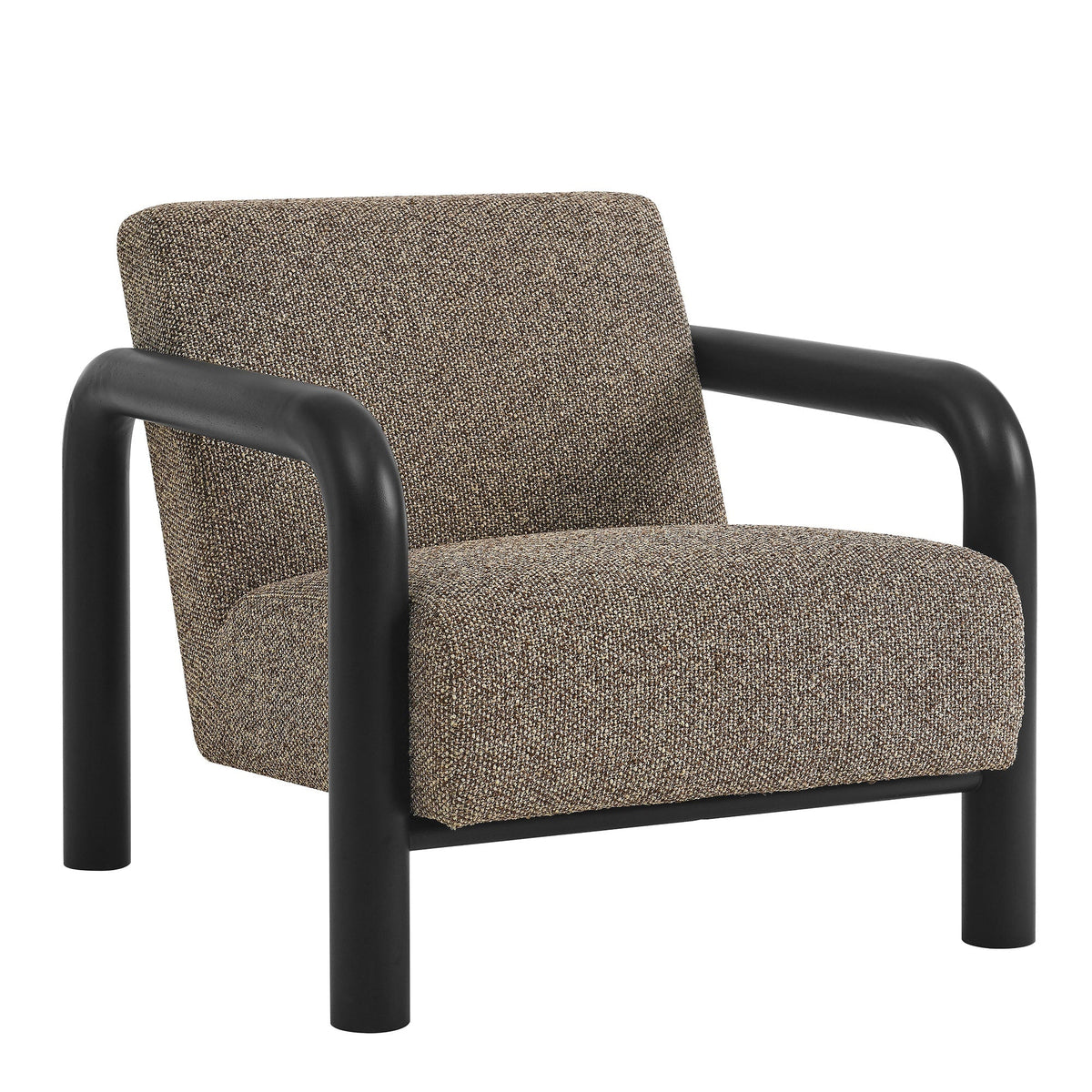 Sereno Boucle Accent Chair by Modway, brown boucle fabric with black curved arms on Tampa Home & Garden Store