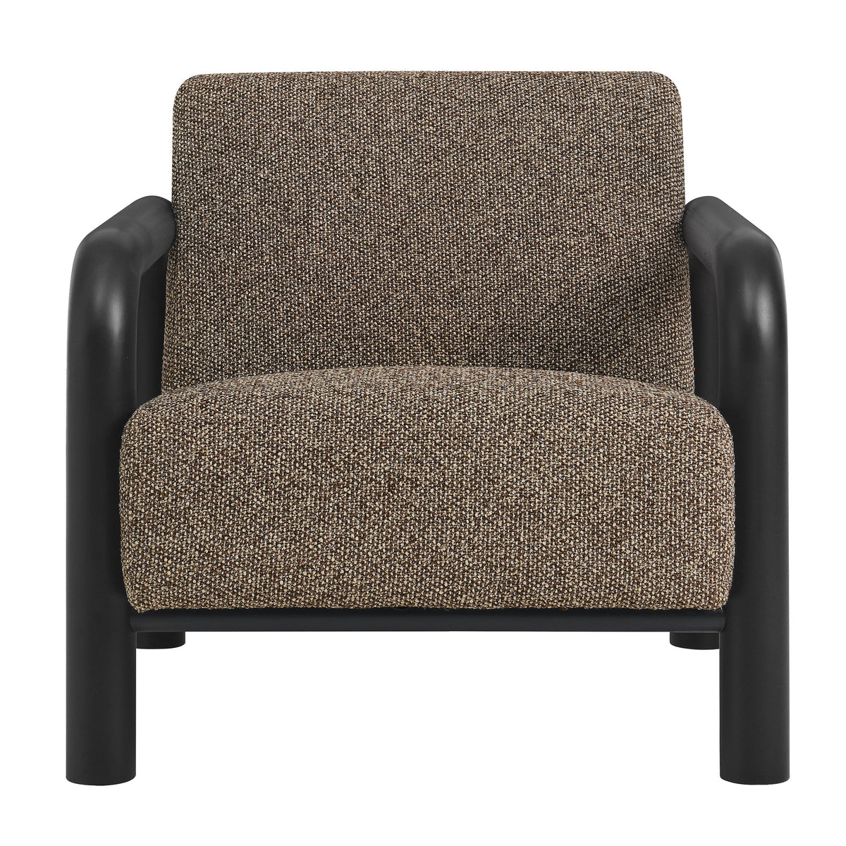 Sereno Boucle Accent Chair by Modway in brown boucle upholstery with black metal arms on Tampa Home & Garden Store