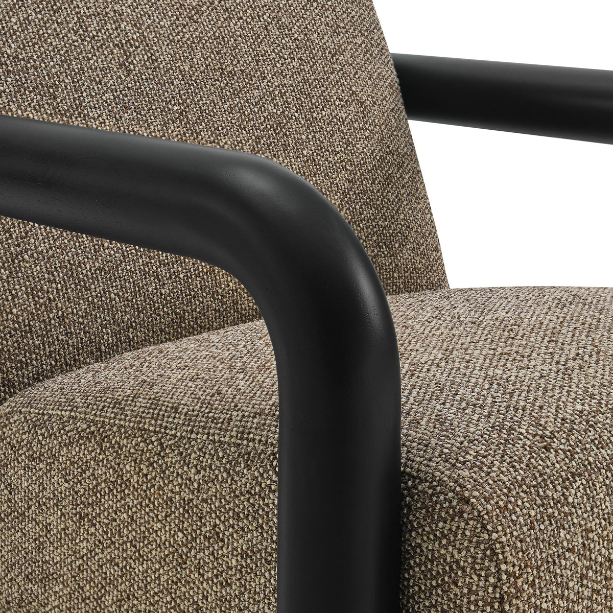 Sereno Boucle Accent Chair by Modway in brown boucle upholstery with black curved arms on Tampa Home & Garden Store
