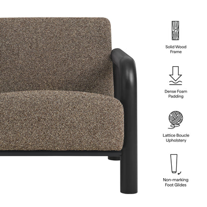 Sereno Boucle Accent Chair by Modway, brown boucle upholstery, solid wood frame on Tampa Home & Garden Store