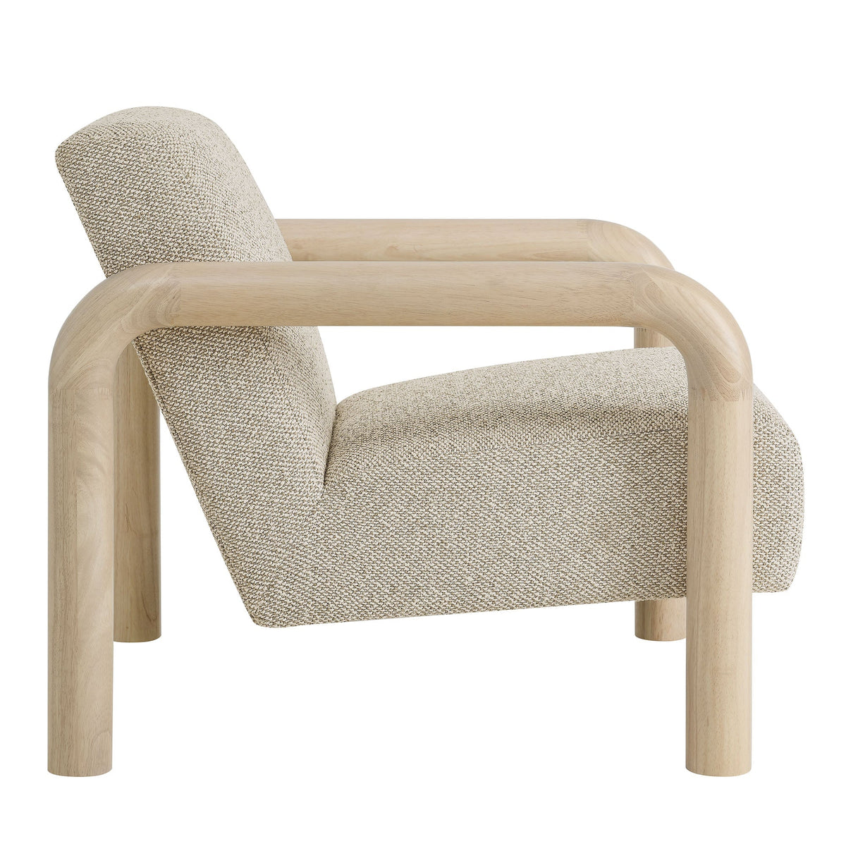 Sereno Boucle Accent Chair by Modway, natural wood frame, beige boucle upholstery on Tampa Home & Garden Store