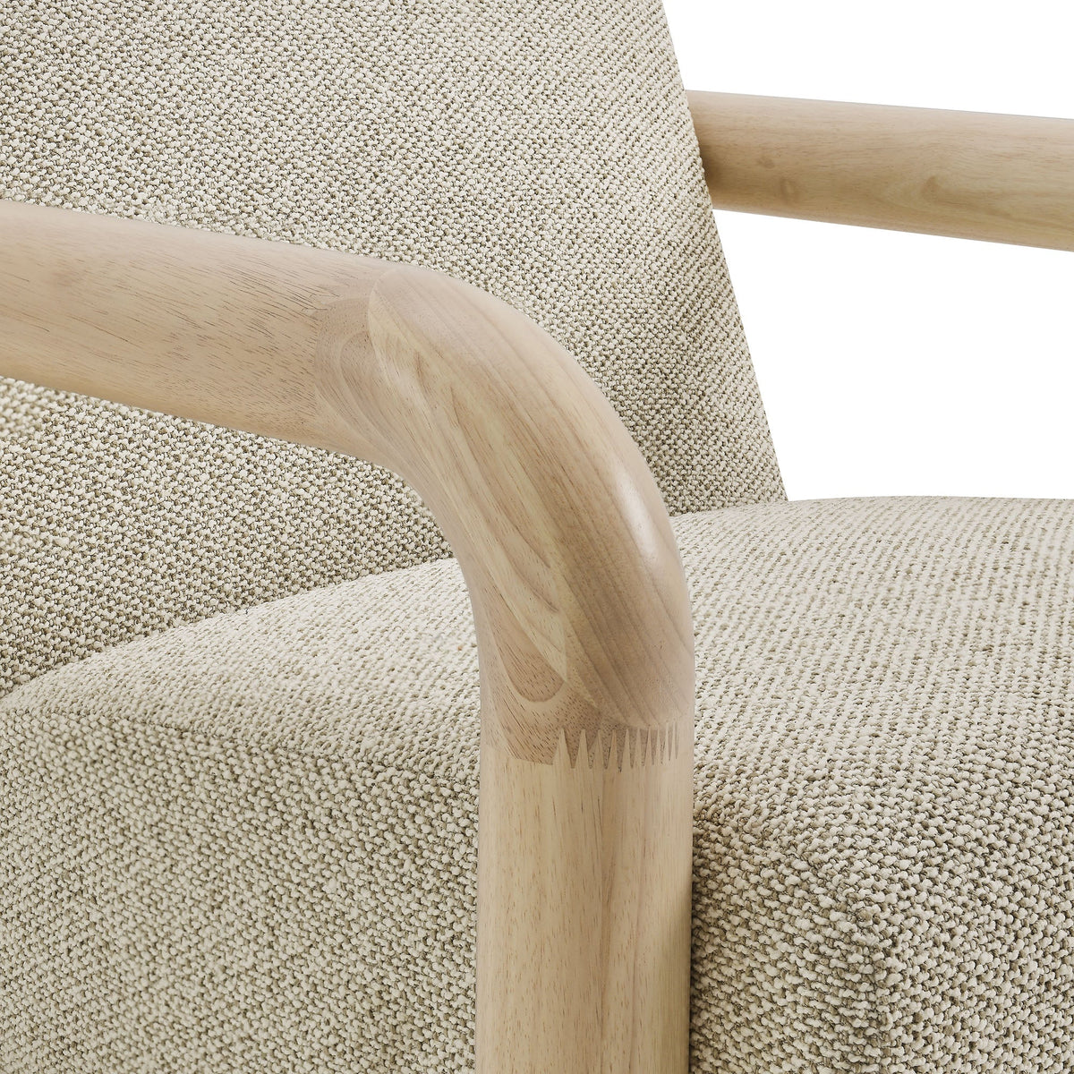 Sereno Boucle Accent Chair beige boucle upholstery with wood arms by Modway HouseOfZazla on Tampa Home & Garden Store