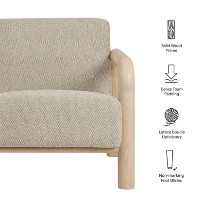 Sereno Boucle Accent Chair by Modway, beige lattice boucle upholstery, solid wood frame on Tampa Home & Garden Store