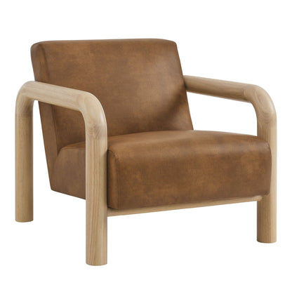 Sereno vegan leather accent chair by Modway, tan brown with light wood frame on Tampa Home & Garden Store