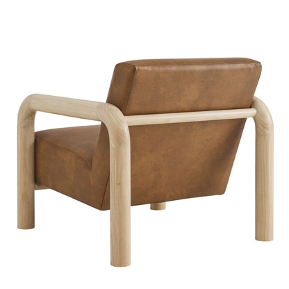 Sereno vegan leather accent chair by Modway, light wood frame, brown upholstery on Tampa Home & Garden Store