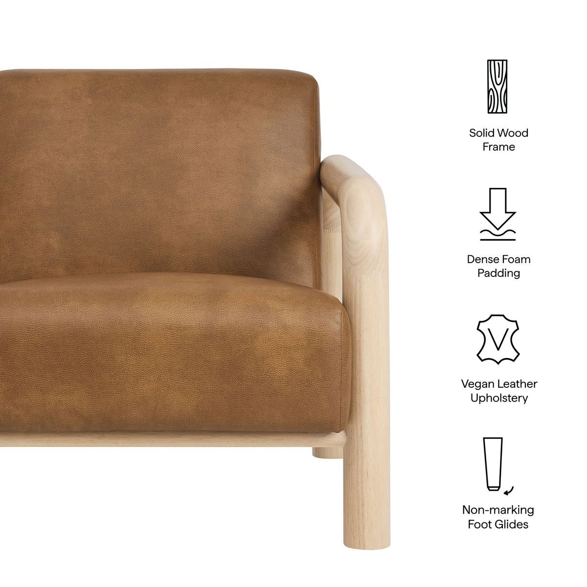 Sereno Vegan Leather Accent Chair brown upholstery with solid wood frame by Modway on Tampa Home & Garden Store