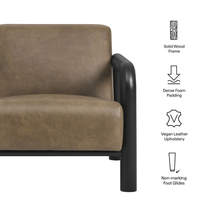 Sereno vegan leather accent chair in brown with black metal frame for living room on Tampa Home & Garden Store