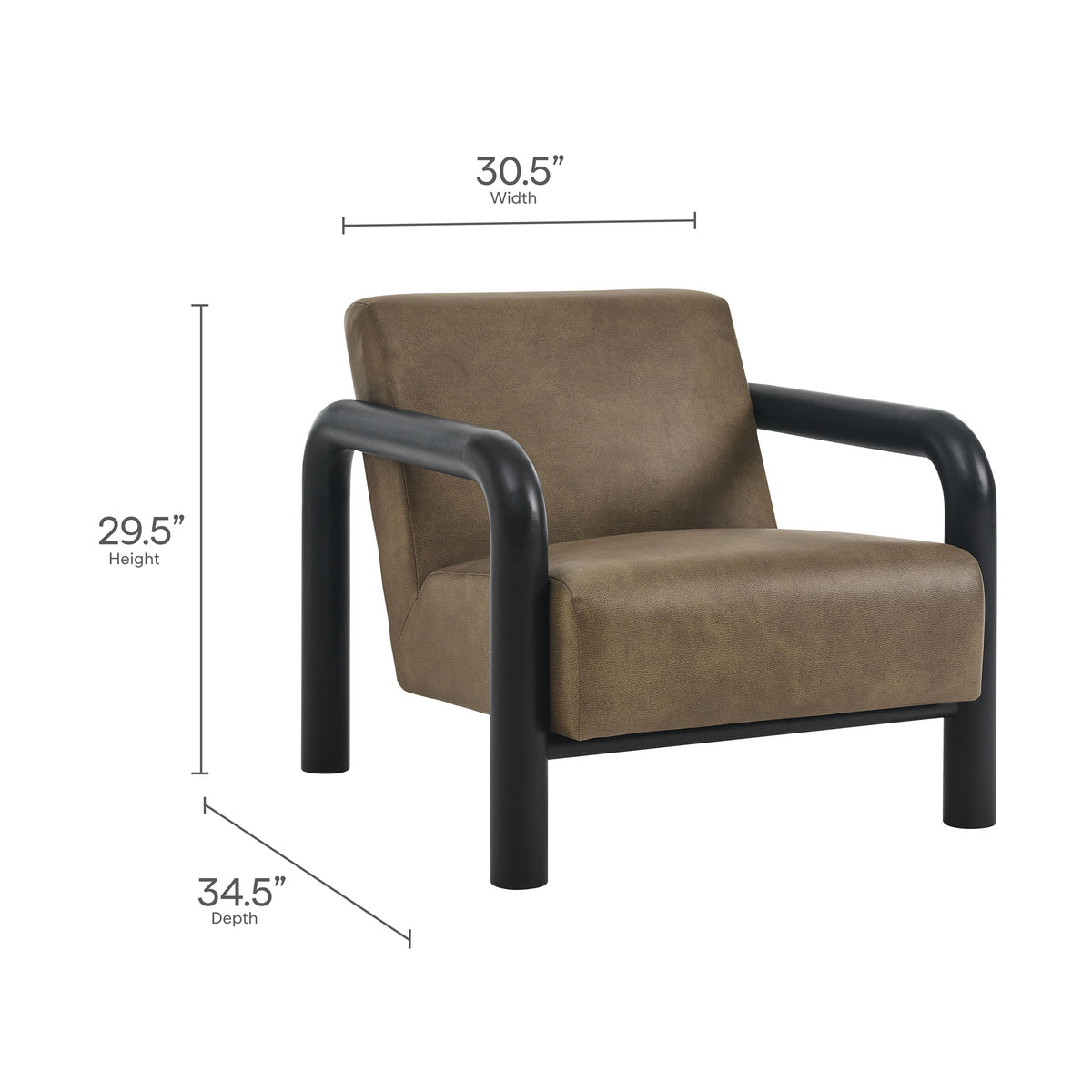 Sereno vegan leather accent chair by Modway brown upholstery with black metal arms and frame on Tampa Home & Garden Store