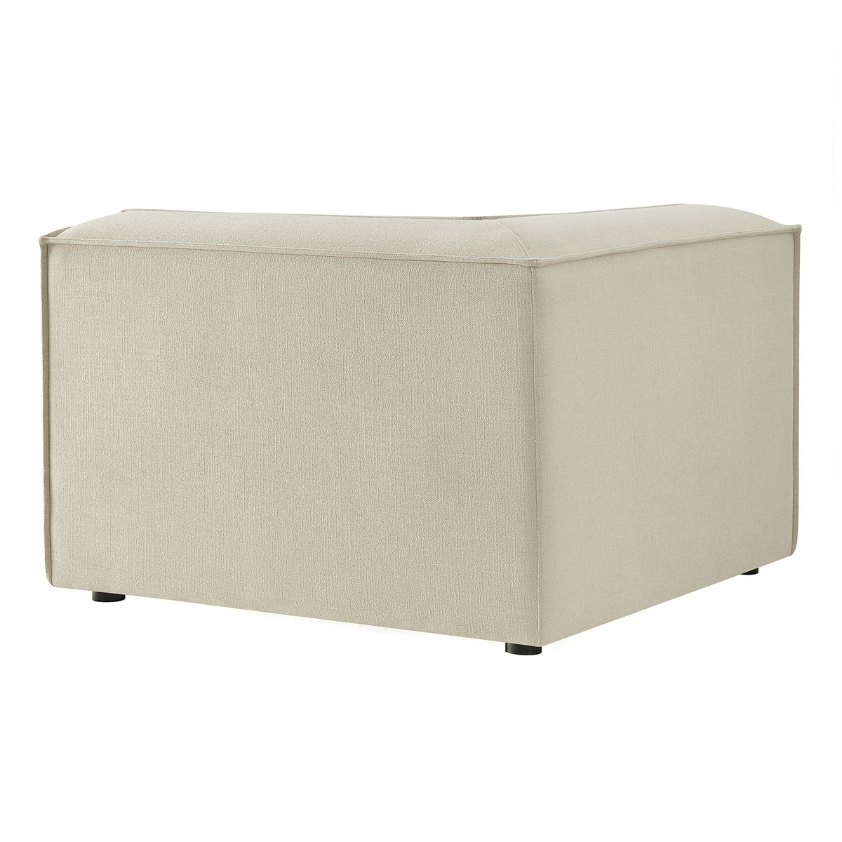 Modular corner chair in Restore performance fabric, beige upholstery with low black feet on Tampa Home & Garden Store