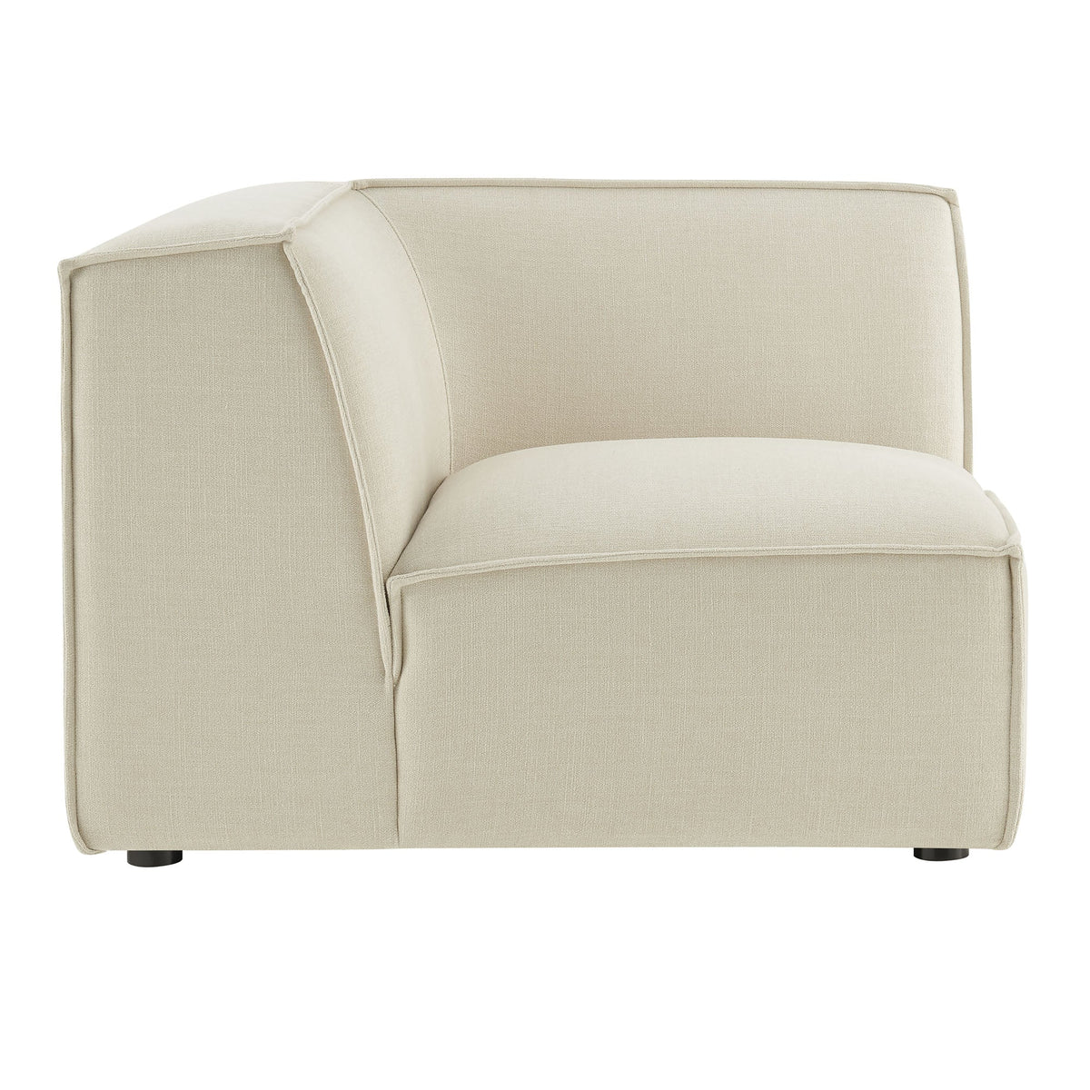 Modway Restore performance fabric modular corner chair in beige upholstery, close-up arm seam on Tampa Home & Garden Store