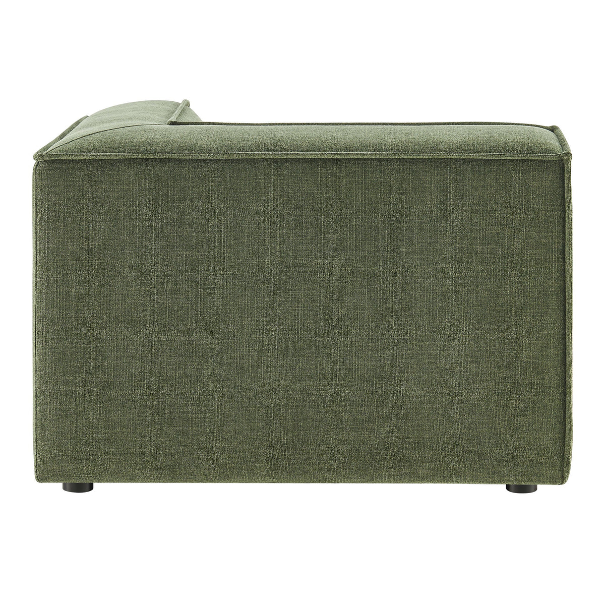 Restore Performance fabric upholstered modular corner chair olive green with low black legs on Tampa Home & Garden Store