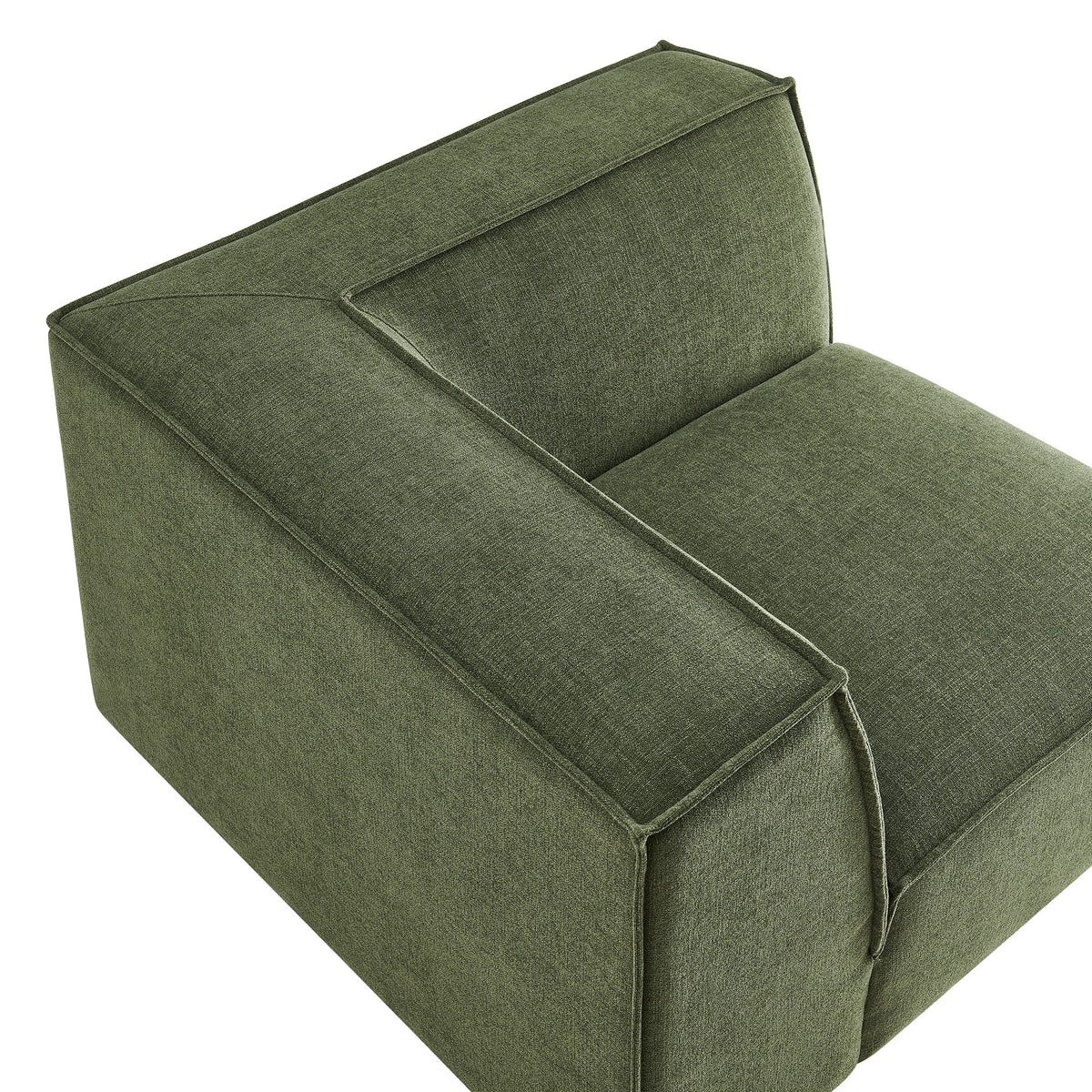 Modular corner chair by Modway in olive Restore Performance Fabric with visible seam detailing on Tampa Home & Garden Store
