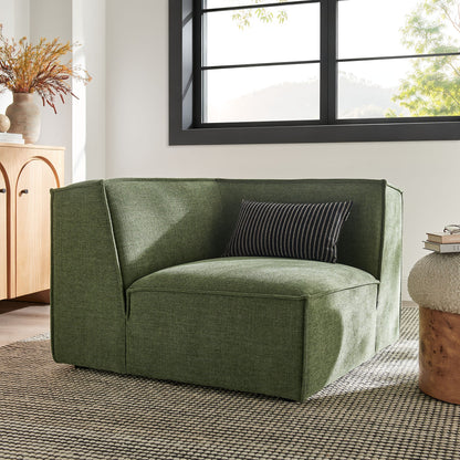 Restore Performance Fabric Upholstered Modular Corner Chair by Modway in green in living room on Tampa Home & Garden Store