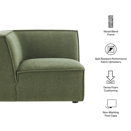 Modular corner chair in olive-green fabric upholstery with a wood-blend frame by Modway on Tampa Home & Garden Store