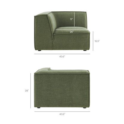 Modway Restore Performance Fabric Upholstered modular corner chair in olive green fabric, 40.6in wide on Tampa Home & Garden Store