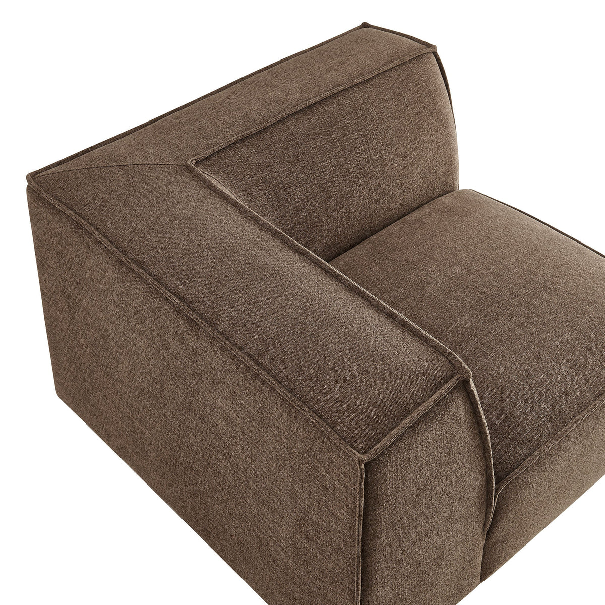 Modular corner chair in brown performance fabric with visible seam detailing by Modway on Tampa Home & Garden Store