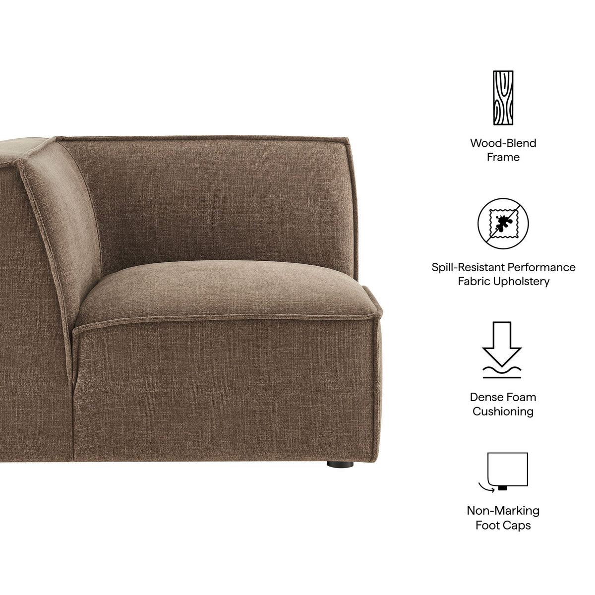 Modular corner chair in brown performance fabric upholstery by Modway on Tampa Home & Garden Store