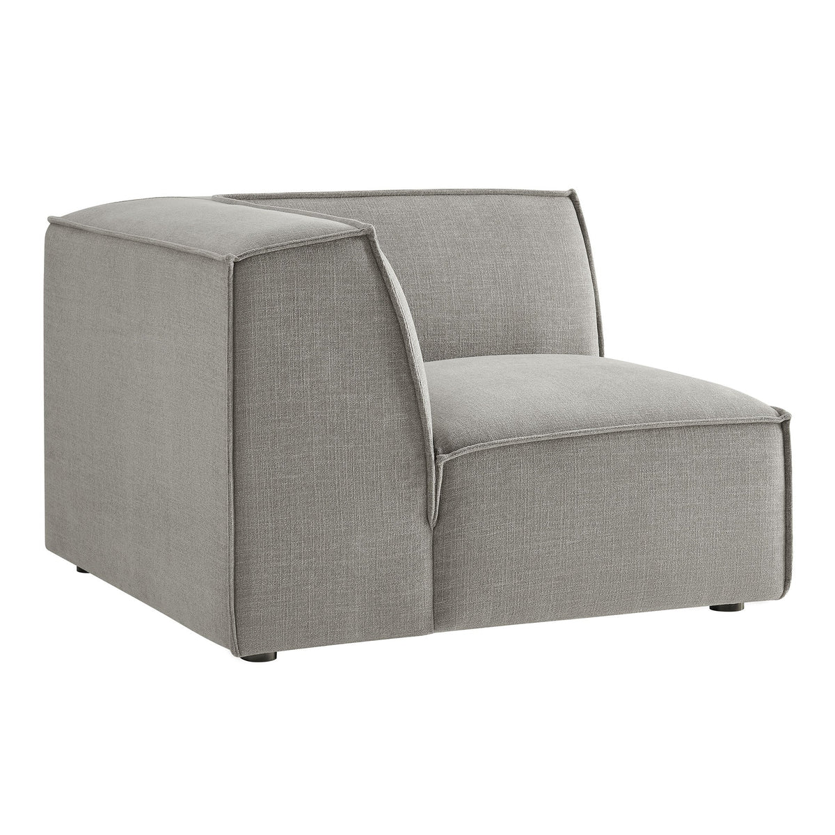 Restore Performance Fabric Upholstered Modular Corner Chair by Modway, gray fabric with piping on Tampa Home & Garden Store