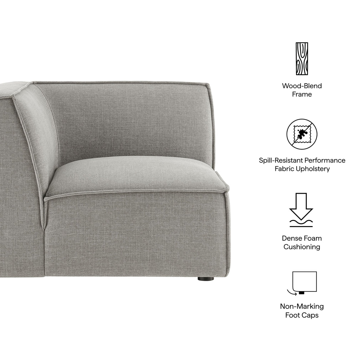 Restore Performance Fabric Upholstered Modular Corner Chair in gray fabric by Modway on Tampa Home & Garden Store