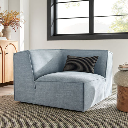 Blue Restore Performance fabric upholstered modular corner chair by Modway in living room on Tampa Home & Garden Store