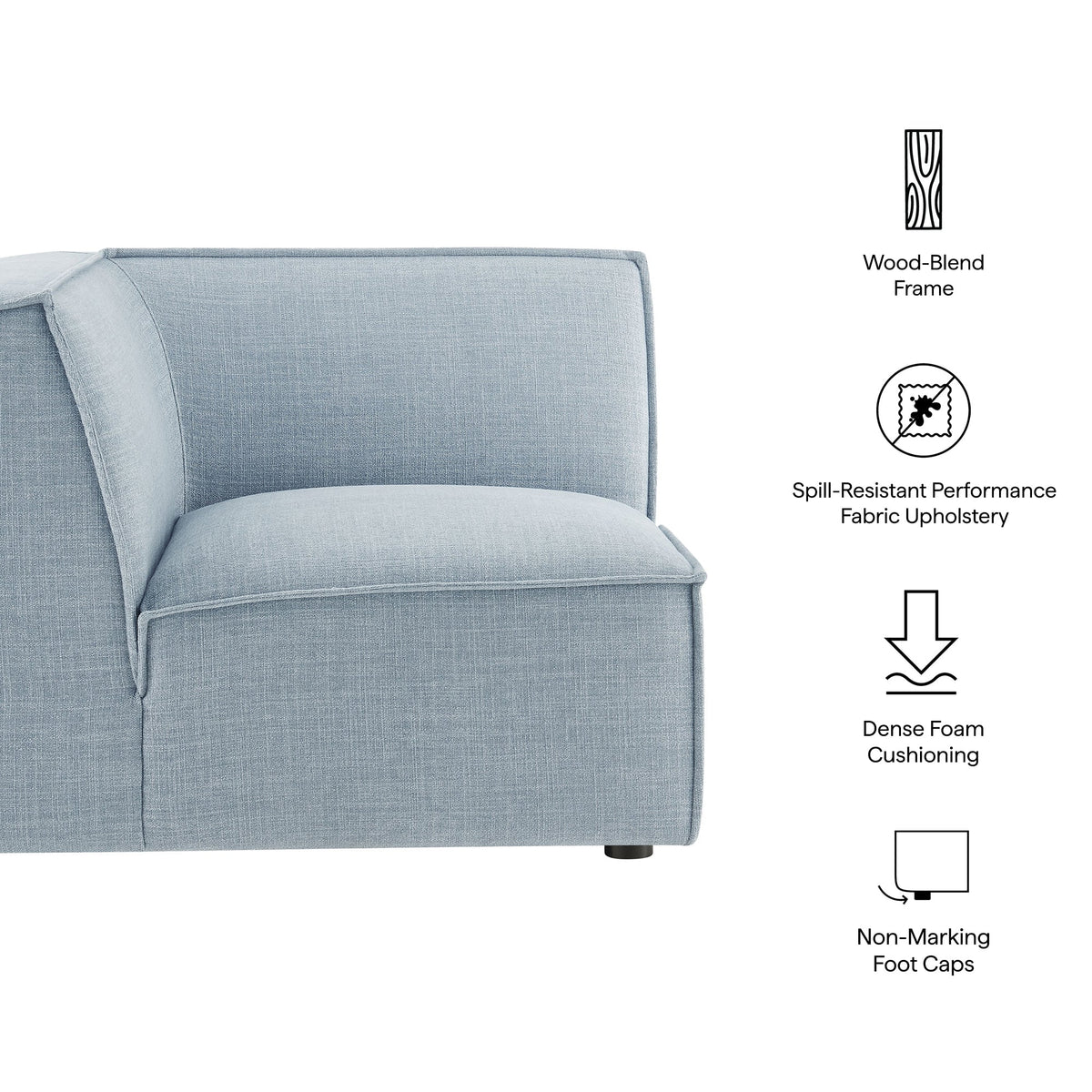 Restore Performance Fabric Upholstered Modular Corner Chair in light blue by Modway on Tampa Home & Garden Store