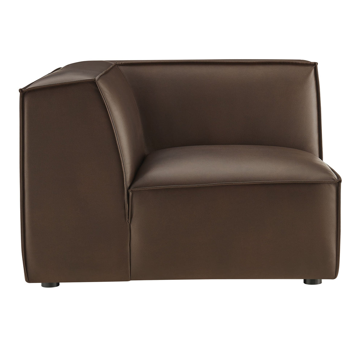 Restore Vegan Leather Modular Corner Chair by Modway in brown vegan leather close-up on Tampa Home & Garden Store