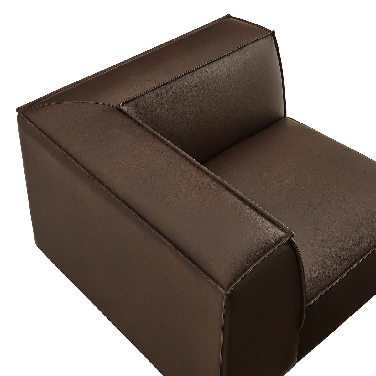 Restore Vegan Leather Modular Corner Chair by Modway brown vegan leather with stitching on Tampa Home & Garden Store