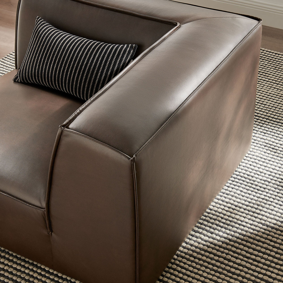 Restore vegan leather modular corner chair brown with stitched seams by Modway on Tampa Home & Garden Store