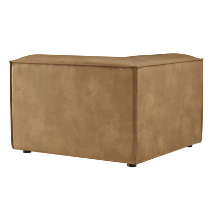 Restore vegan leather modular corner chair in tan with seam detail and black legs by Modway on Tampa Home & Garden Store