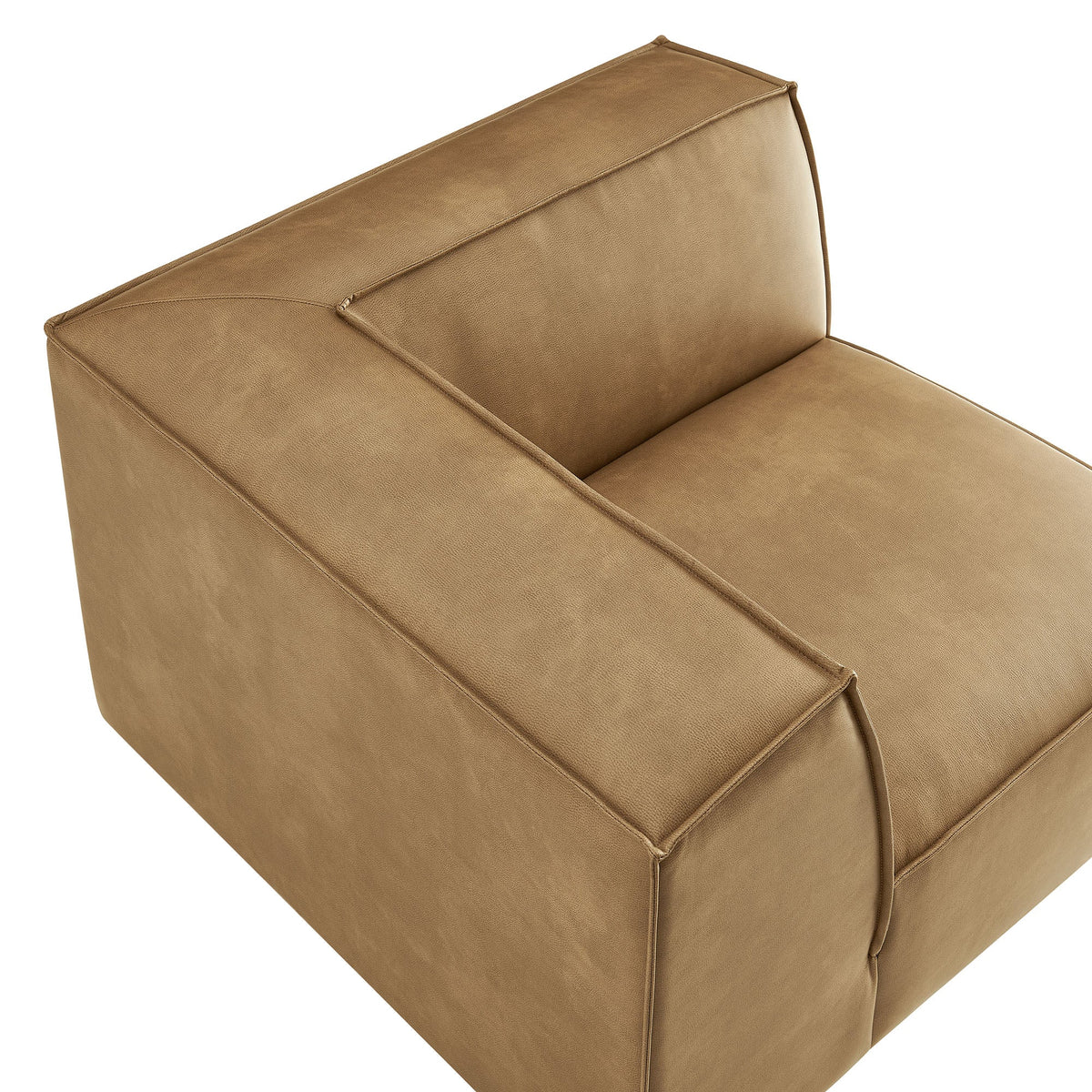 Restore vegan leather modular corner chair by Modway in tan with seam detail on Tampa Home & Garden Store