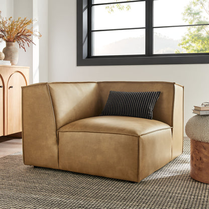 Restore vegan leather modular corner chair tan upholstery with clean lines on Tampa Home & Garden Store