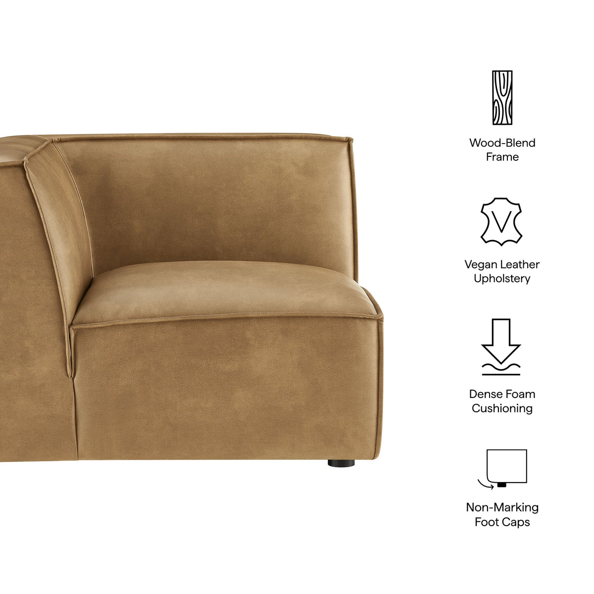 Restore vegan leather modular corner chair with tan upholstery by HouseOfZazla on Tampa Home & Garden Store