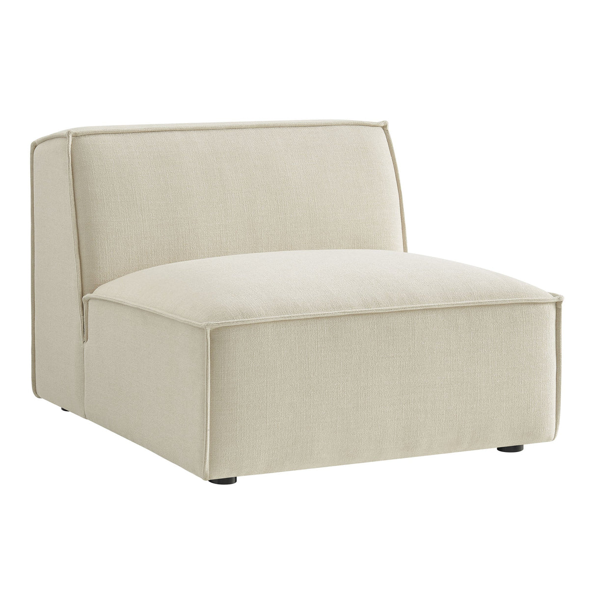 Beige armless modular chair in Restore performance fabric by Modway, upholstered with black feet on Tampa Home & Garden Store
