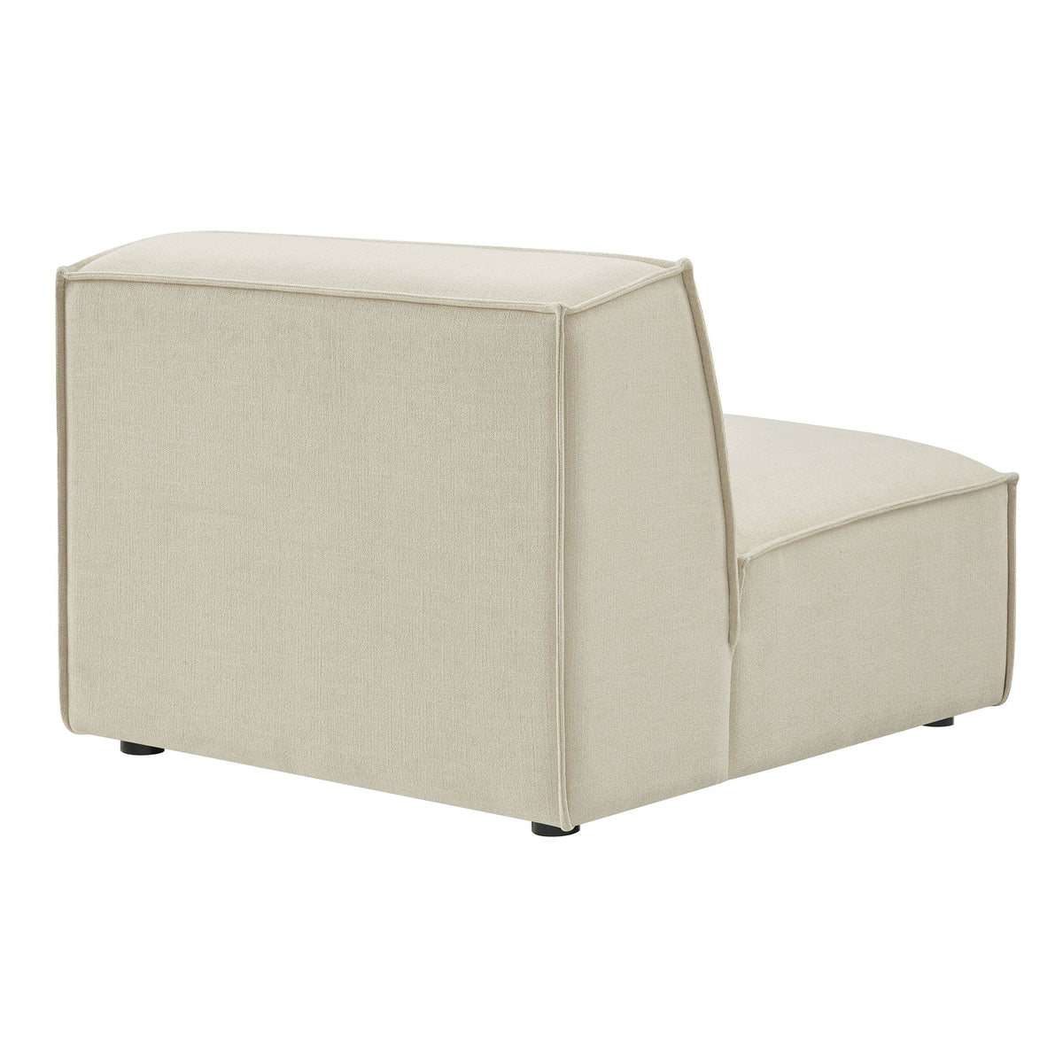 Restore Performance Fabric Upholstered Armless Modular Chair in beige, clean seam details on Tampa Home & Garden Store