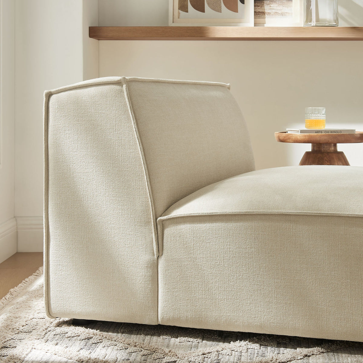 Restore performance fabric upholstered armless modular chair by Modway in beige on Tampa Home & Garden Store