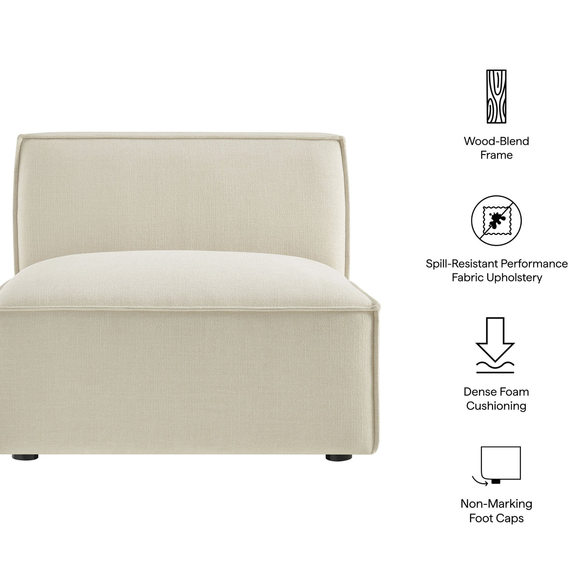 Restore Performance Fabric Upholstered Armless Modular Chair beige fabric by Modway on Tampa Home & Garden Store