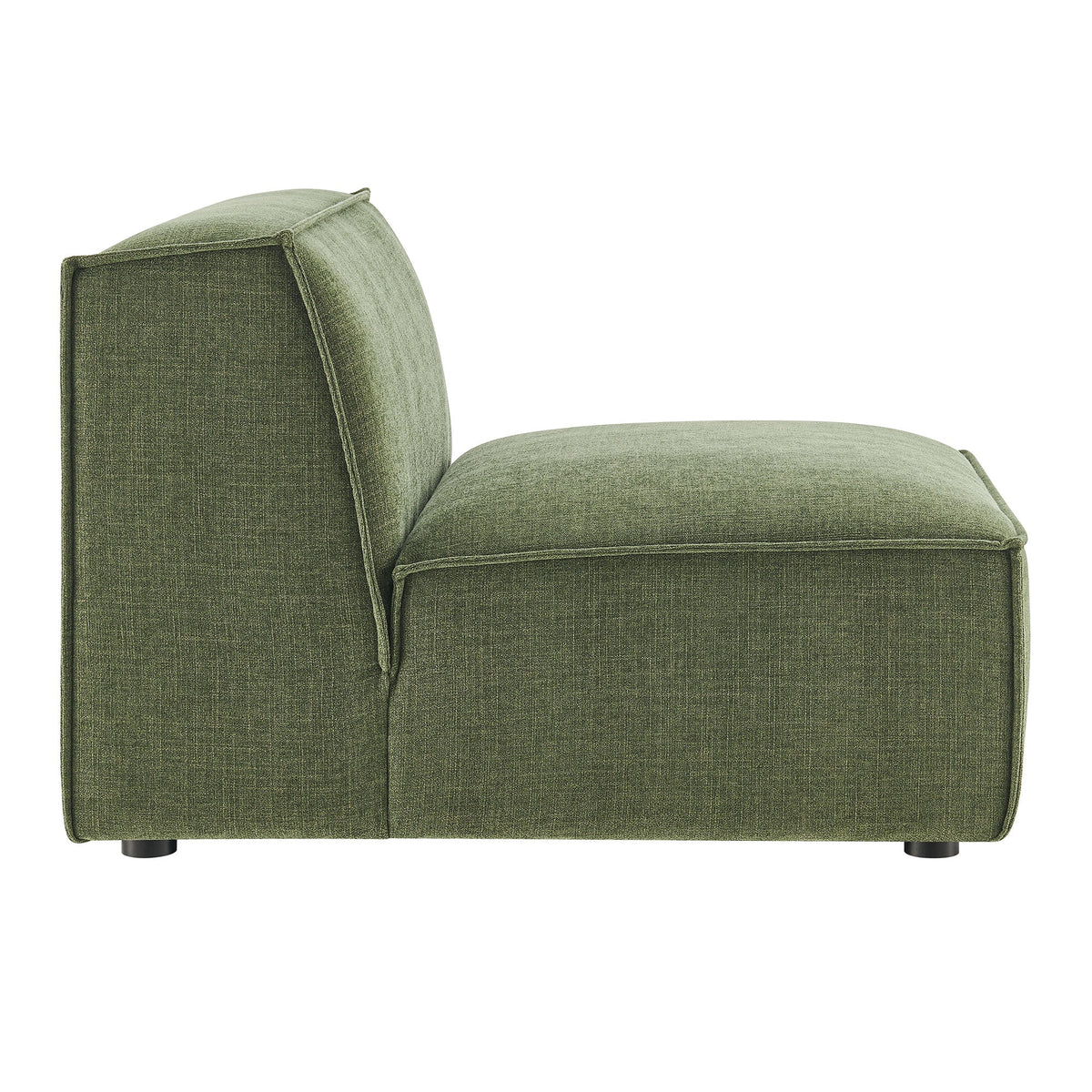 Armless modular chair in green performance fabric by Modway, textured weave with piping on Tampa Home & Garden Store