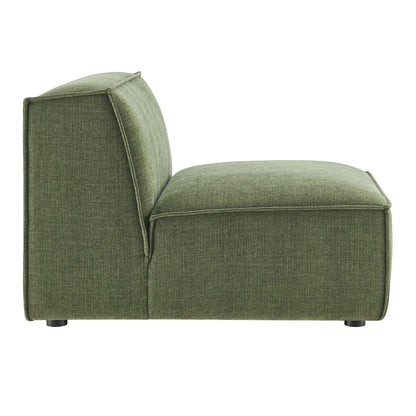 Armless modular chair in green performance fabric by Modway, textured weave with piping on Tampa Home & Garden Store