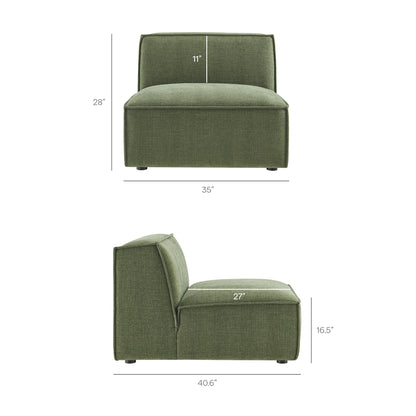 Restore Performance Fabric Upholstered Armless Modular Chair in olive green by Modway on Tampa Home & Garden Store