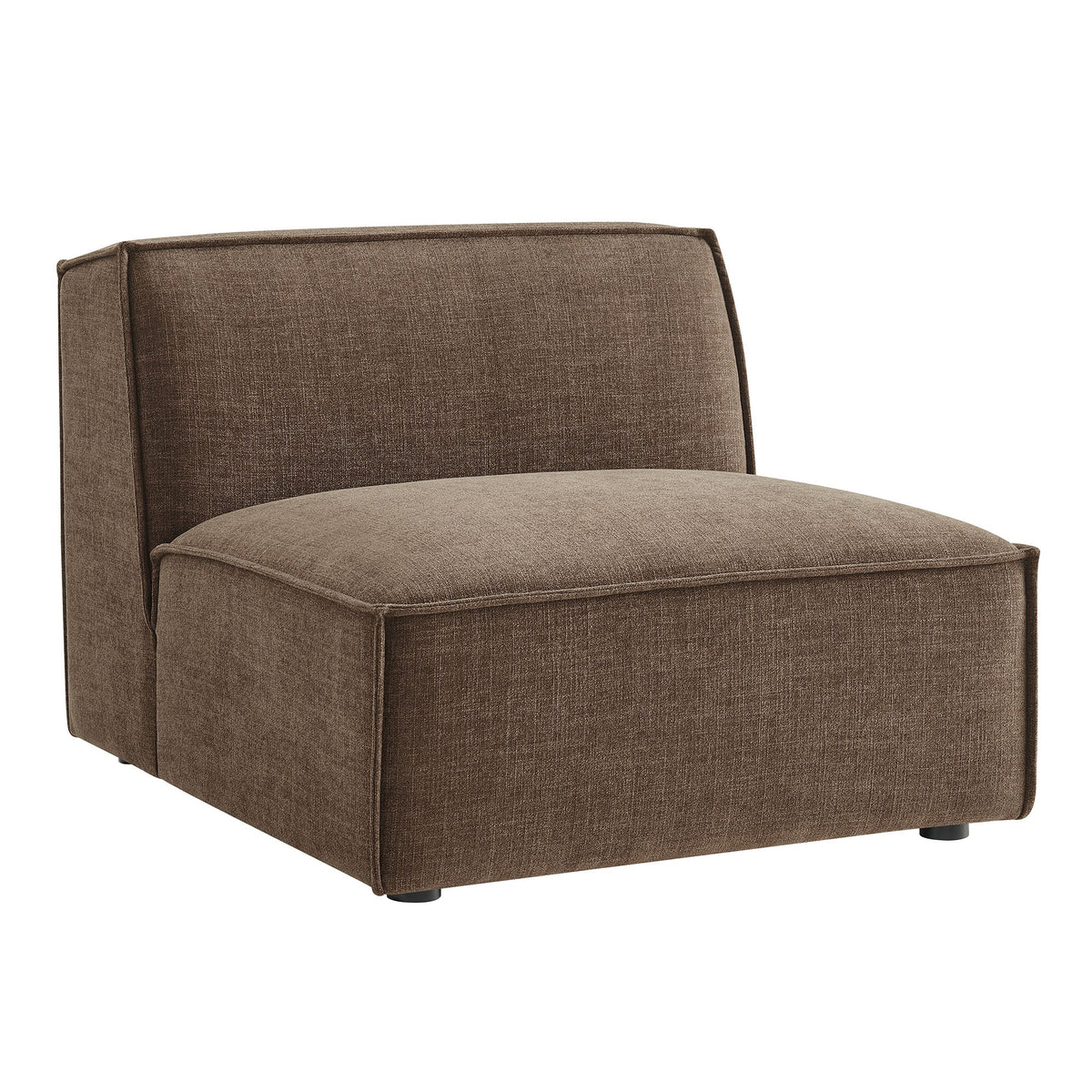 Modway armless modular chair in brown Restore Performance fabric with lines and black feet on Tampa Home & Garden Store