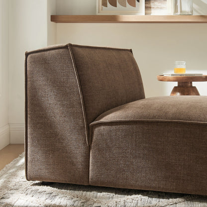 Armless modular chair in brown textured performance fabric, minimalist cozy seating on Tampa Home & Garden Store