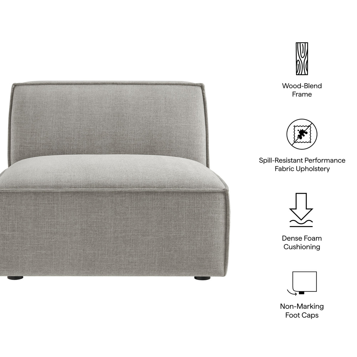 Armless modular chair in grey Restore Performance fabric upholstery by HouseOfZazla on Tampa Home & Garden Store