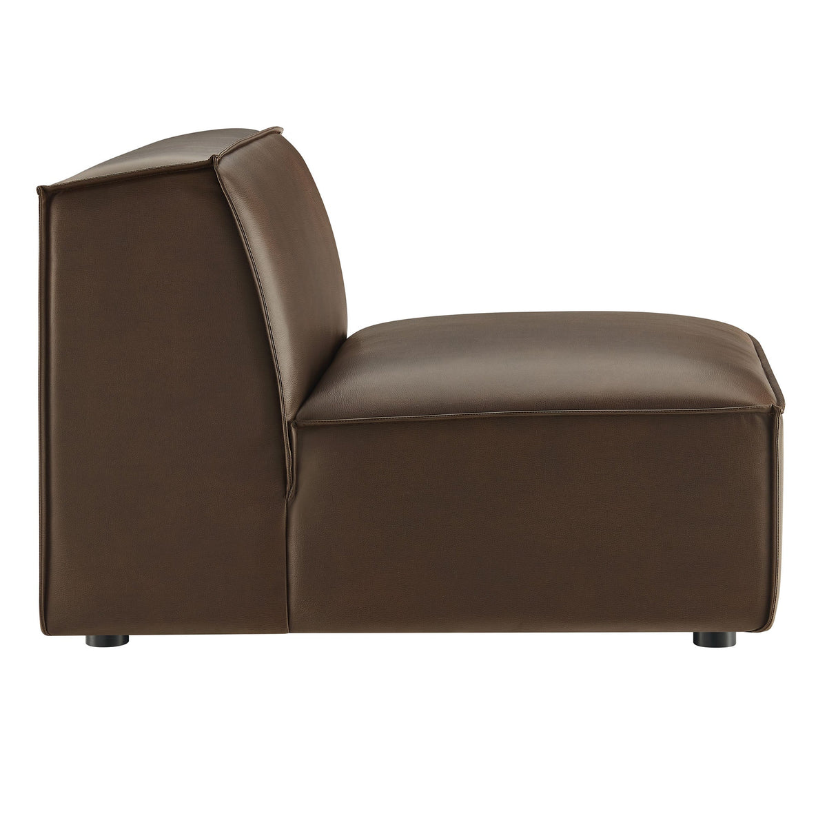 Restore Vegan Leather Armless Modular Chair in brown with clean seams by Modway on Tampa Home & Garden Store
