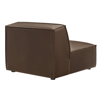 Restore Vegan Leather Armless Modular Chair by Modway in brown vegan leather, tight topstitching on Tampa Home & Garden Store