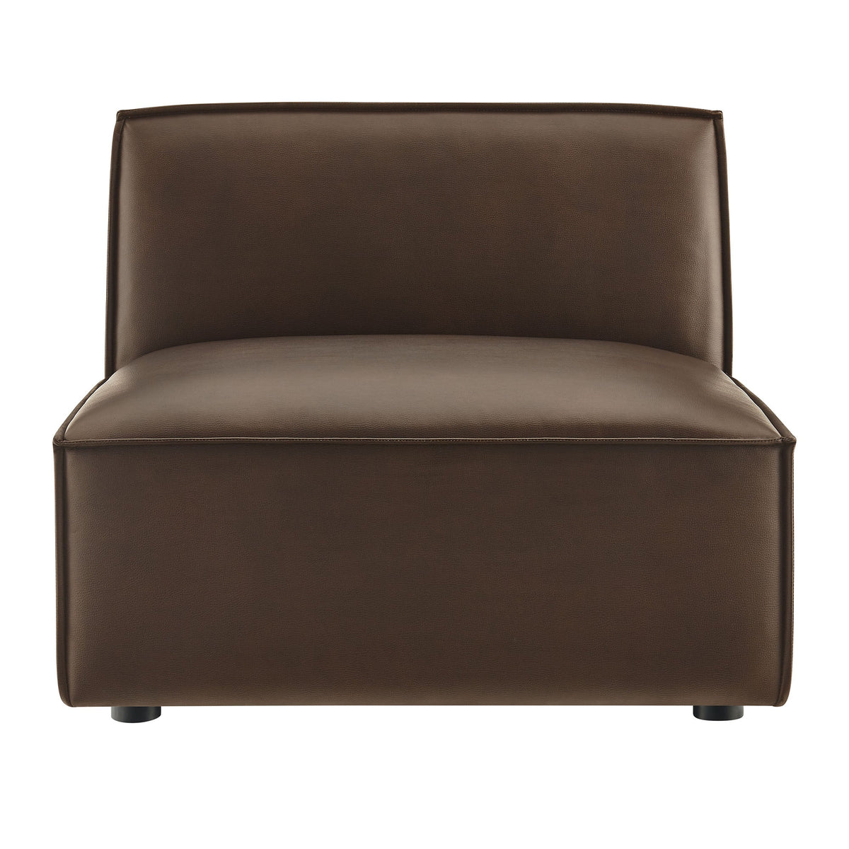 Restore vegan leather armless modular chair in brown with black legs by Modway on Tampa Home and Garden Store