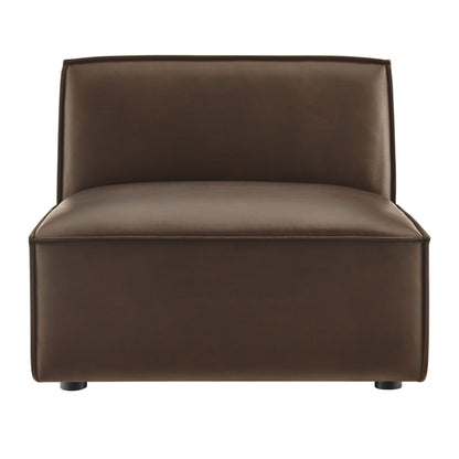 Restore vegan leather armless modular chair in brown with black legs by Modway on Tampa Home and Garden Store