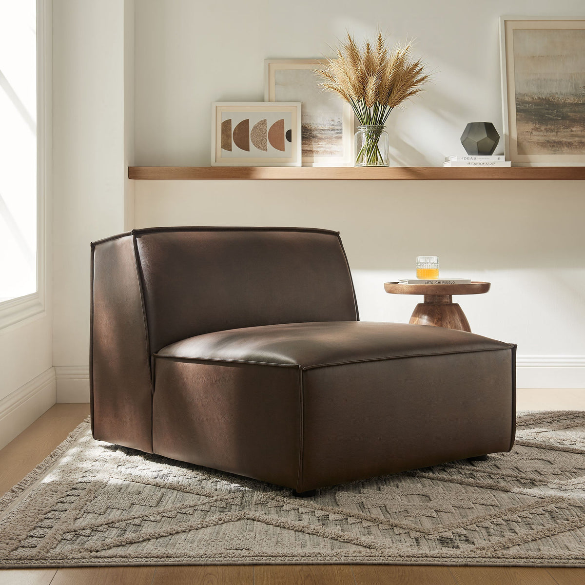 Restore Vegan Leather Armless Modular Chair by Modway in dark brown vegan leather on Tampa Home & Garden Store