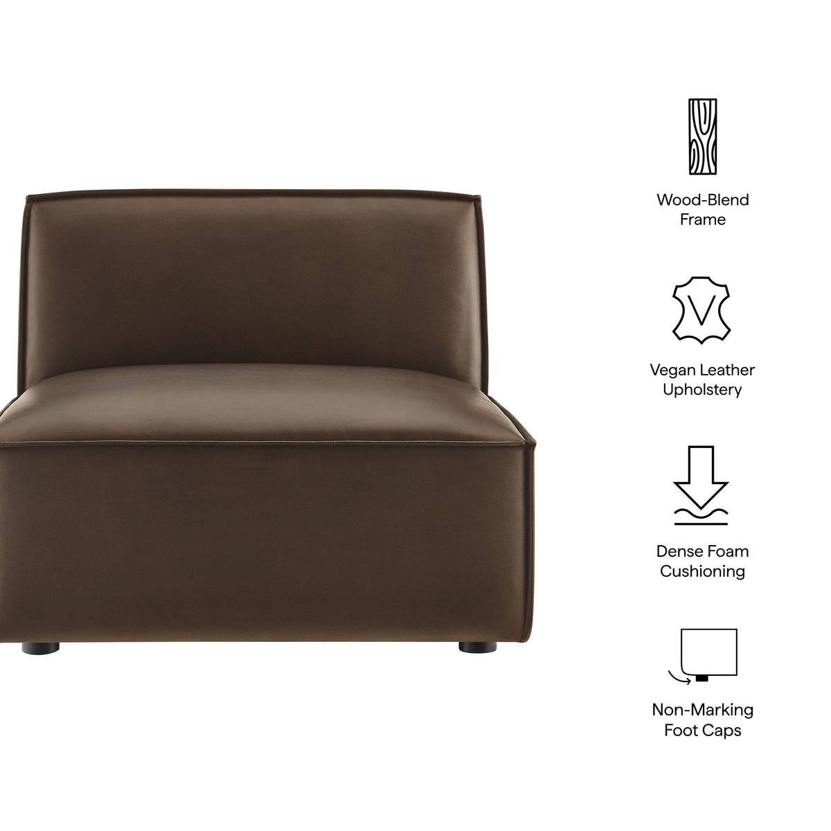 Restore vegan leather armless modular chair brown upholstery by HouseOfZazla on Tampa Home & Garden Store