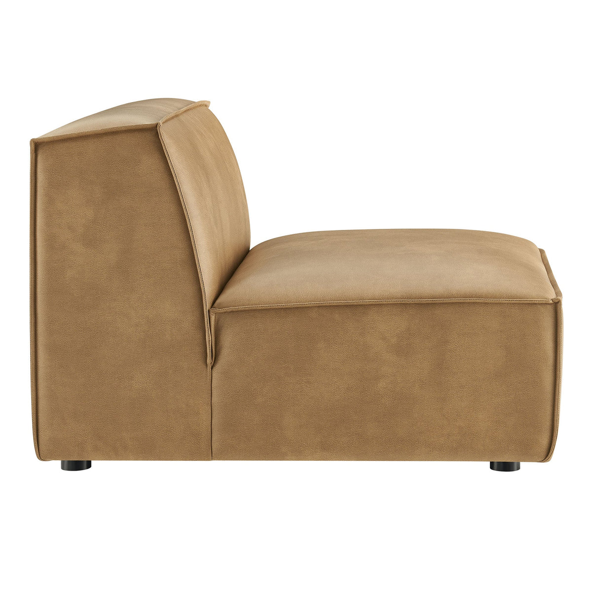 Restore vegan leather armless modular chair in tan with stitched edges and black legs by Modway on Tampa Home & Garden Store