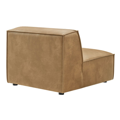 Restore vegan leather armless modular chair by Modway in tan, with stitched edges on Tampa Home & Garden Store